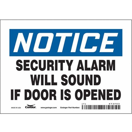 Safety Sign, 5 in Height, 7 in Width, Vinyl, Horizontal Rectangle, English, 473F53 MPN:473F53