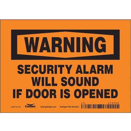 Safety Sign, 5 in Height, 7 in Width, Vinyl, Horizontal Rectangle, English, 473F69 MPN:473F69