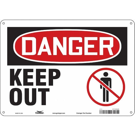 Danger, Keep Out, 14 in W x 10 in H, Horizontal Rectangle, Aluminum, 473G25 MPN:473G25