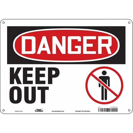 Danger, Keep Out, 14 in W x 10 in H, Horizontal Rectangle, Polyethylene, 473G29 MPN:473G29