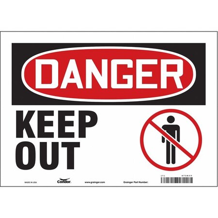 Safety Sign, 10 in Height, 14 in Width, Vinyl, Horizontal Rectangle, English, 473G31 MPN:473G31