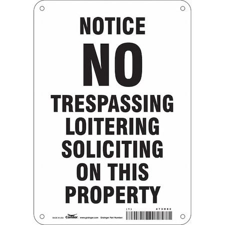 Safety Sign, 10 in Height, 7 in Width, Polyethylene, Horizontal Rectangle, English, 473H80 MPN:473H80