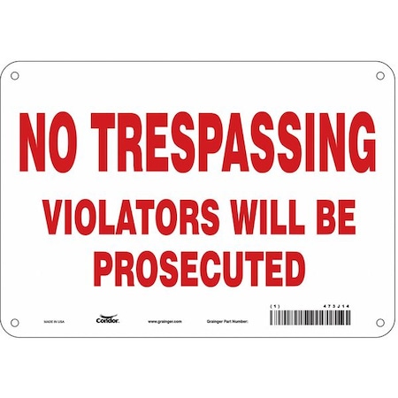 Safety Sign, 7 in Height, 10 in Width, Aluminum, Vertical Rectangle, English, 473J14 MPN:473J14