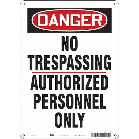 Safety Sign, 14 in Height, 10 in Width, Polyethylene, Vertical Rectangle, English, 473K53 MPN:473K53