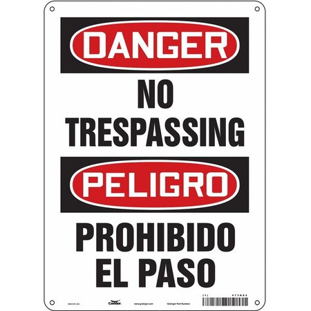 Safety Sign, 14 in Height, 10 in Width, Polyethylene, Vertical Rectangle, English, Spanish, 473K84 MPN:473K84