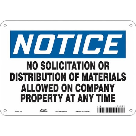 Safety Sign, 7 in Height, 10 in Width, Polyethylene, Vertical Rectangle, English, 473K89 MPN:473K89