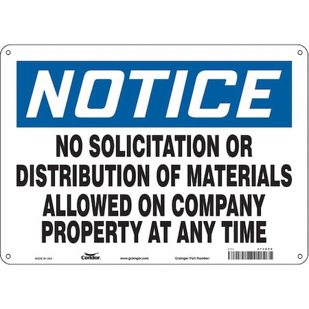 Safety Sign, 10 in Height, 14 in Width, Polyethylene, Horizontal Rectangle, English, 473K90 MPN:473K90