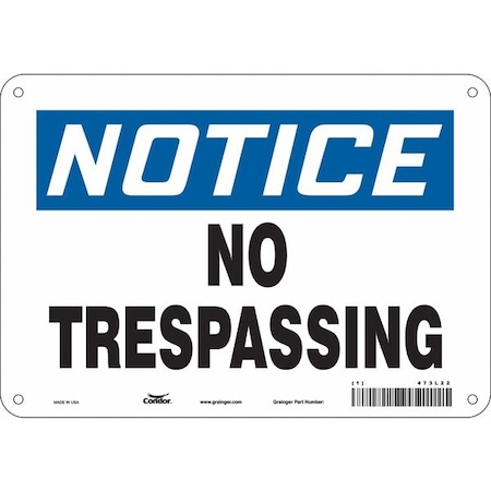 Safety Sign, 7 in Height, 10 in Width, Polyethylene, Vertical Rectangle, English, 473L22 MPN:473L22