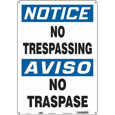 Safety Sign, 20 in H, 14 in W, Polyethylene, Vertical Rectangle, English, Spanish, 473L36 MPN:473L36