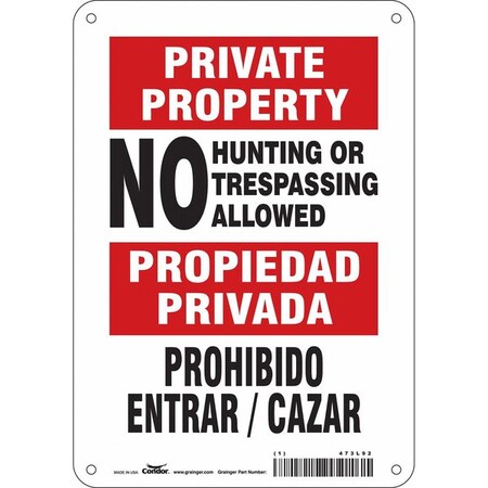 Safety Sign, 10 in Height, 7 in Width, Aluminum, Horizontal Rectangle, English, Spanish, 473L92 MPN:473L92