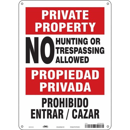 Safety Sign, 14 in Height, 10 in Width, Aluminum, Vertical Rectangle, English, Spanish, 473L93 MPN:473L93