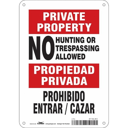 Safety Sign, 10 in H, 7 in W, Polyethylene, Horizontal Rectangle, English, Spanish, 473L94 MPN:473L94