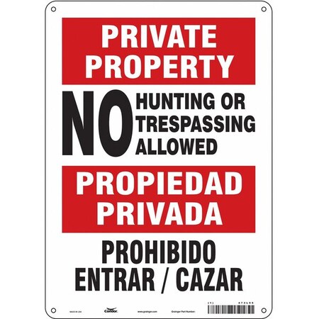 Safety Sign, 14 in Height, 10 in Width, Polyethylene, Vertical Rectangle, English, Spanish, 473L95 MPN:473L95