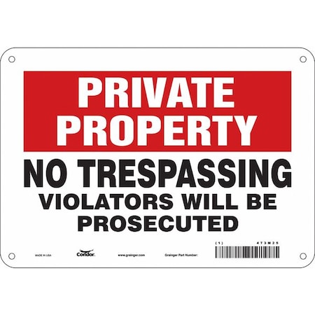 Safety Sign, 7 in Height, 10 in Width, Polyethylene, Vertical Rectangle, English, 473M25 MPN:473M25