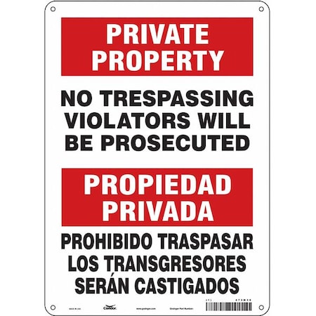Safety Sign, 14 in Height, 10 in Width, Aluminum, Vertical Rectangle, English, Spanish, 473M30 MPN:473M30