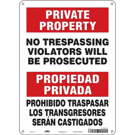 Safety Sign, 14 in Height, 10 in Width, Polyethylene, Vertical Rectangle, English, Spanish, 473M32 MPN:473M32