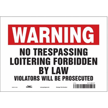 Safety Sign, 7 in Height, 10 in Width, Vinyl, Vertical Rectangle, English, 473M57 MPN:473M57