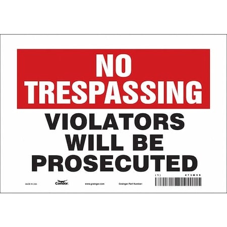 Safety Sign, 7 in Height, 10 in Width, Vinyl, Vertical Rectangle, English, 473M69 MPN:473M69