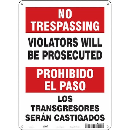 Safety Sign, 14 in Height, 10 in Width, Polyethylene, Vertical Rectangle, English, Spanish, 473M74 MPN:473M74