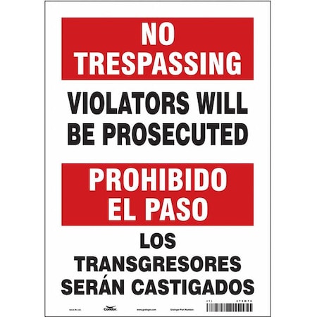 Safety Sign, 14 in Height, 10 in Width, Vinyl, Vertical Rectangle, English, Spanish, 473M76 MPN:473M76