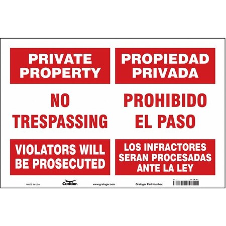 Safety Sign, 12 in Height, 18 in Width, Vinyl, Horizontal Rectangle, English, Spanish MPN:473M81