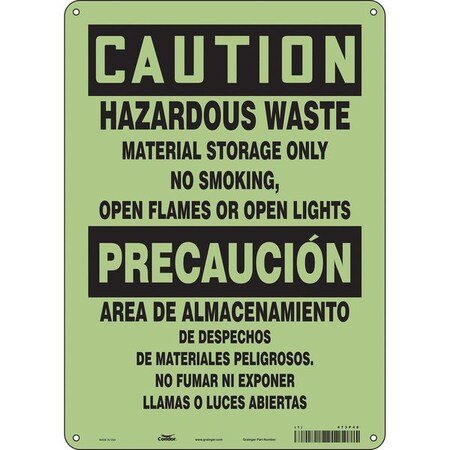 Safety Sign, 14 in Height, 10 in Width, Glow Vinyl, Vertical Rectangle, English, Spanish MPN:473P48