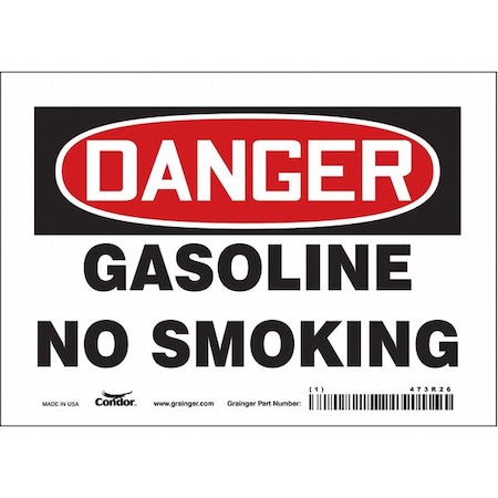 No Smoking Sign, 5 in H, 7 in W, Vinyl, Horizontal Rectangle, English, 473R26 MPN:473R26
