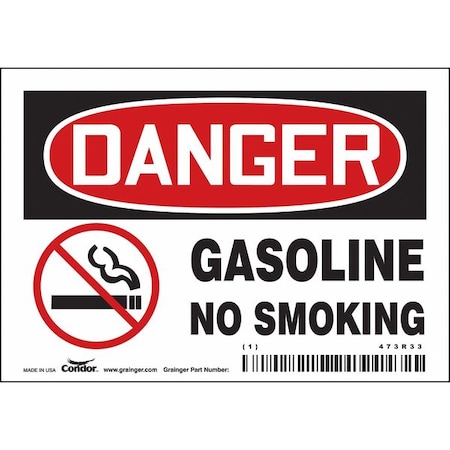 No Smoking Sign, 3 1/2 in H, 5 in W, Vinyl, Horizontal Rectangle, English, 473R33 MPN:473R33