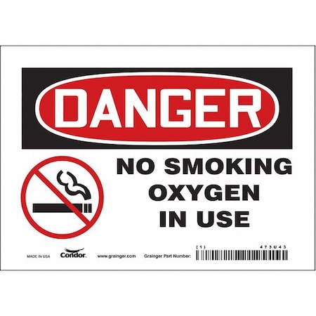 Safety Sign, 5 in H, 7 in W, Vinyl, Horizontal Rectangle, English, 473U43 MPN:473U43