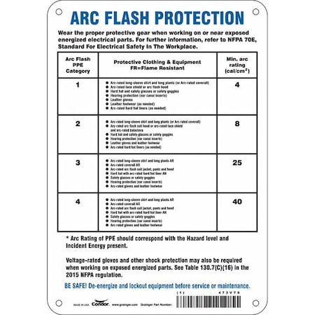 Safety Sign, 10 in Height, 7 in Width, Aluminum, Horizontal Rectangle, English, 473V79 MPN:473V79