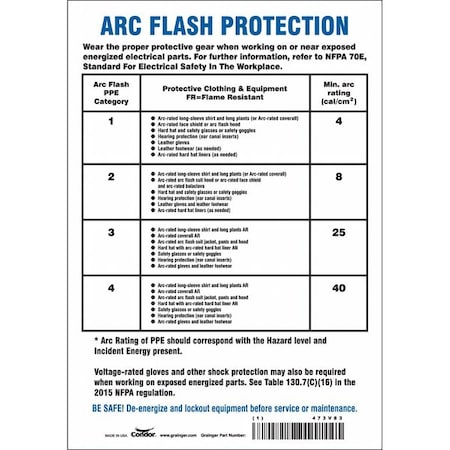 Safety Sign, 10 in Height, 7 in Width, Vinyl, Horizontal Rectangle, English, 473V83 MPN:473V83
