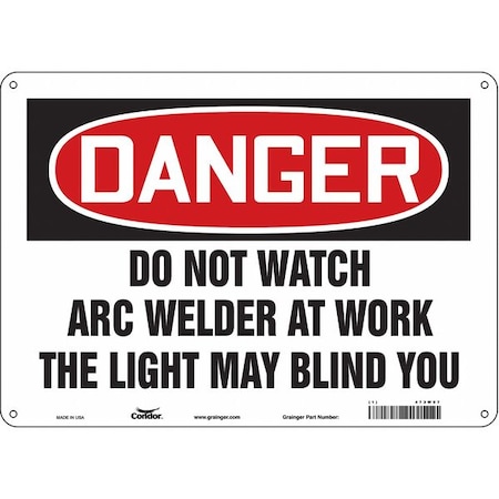 Safety Sign, 10 in Height, 14 in Width, Polyethylene, Horizontal Rectangle, English, 473W97 MPN:473W97