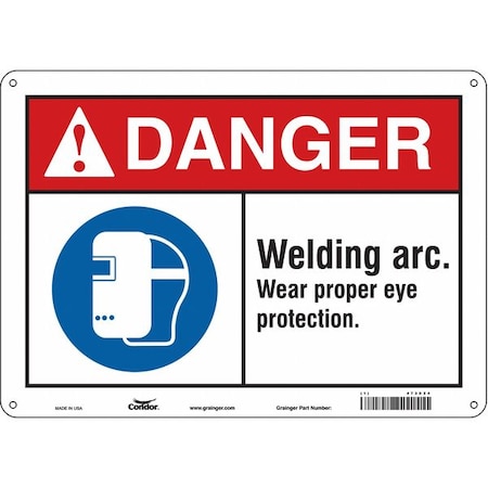 Safety Sign, 10 in Height, 14 in Width, Polyethylene, Horizontal Rectangle, English, 473X24 MPN:473X24