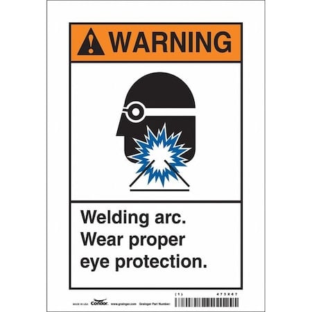 Safety Sign, 10 in Height, 7 in Width, Vinyl, Horizontal Rectangle, English, 473X67 MPN:473X67
