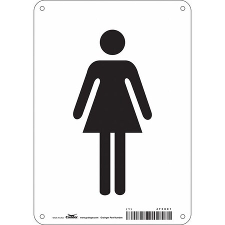 Restroom Sign, WOMEN, 7 in W x 10 in H, Horizontal Rectangle, Aluminum, 473X81 MPN:473X81