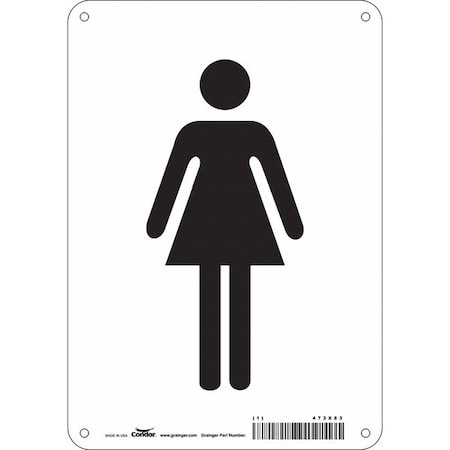 Restroom Sign, WOMEN, 7 in W x 10 in H, Horizontal Rectangle, Polyethylene, 473X83 MPN:473X83