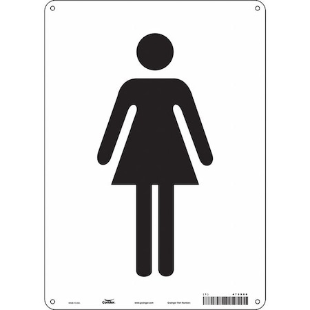 Restroom Sign, WOMEN, 10 in W x 14 in H, Vertical Rectangle, Vinyl, 473X86 MPN:473X86