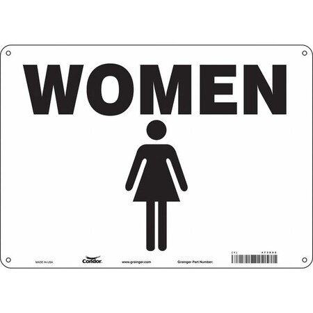 Restroom Sign, WOMEN, 10 in W x 14 in H, Vertical Rectangle, Polyethylene, 473X90 MPN:473X90