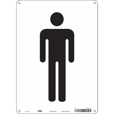 Restroom Sign, (MEN), 10 in W x 14 in H, Vertical Rectangle, Aluminum, 473Z21 MPN:473Z21
