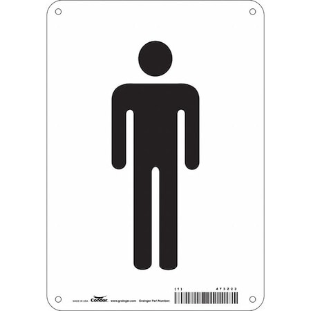 Restroom Sign, (MEN), 7 in W x 10 in H, Horizontal Rectangle, Polyethylene, 473Z22 MPN:473Z22