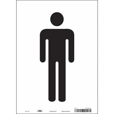 Restroom Sign, (MEN), 10 in W x 14 in H, Vertical Rectangle, Vinyl, 473Z25 MPN:473Z25