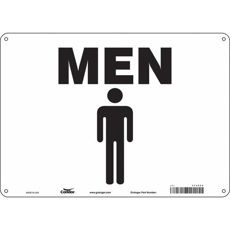 Restroom Sign, MEN, 14 in W x 10 in H, Horizontal Rectangle, Polyethylene, 473Z29 MPN:473Z29