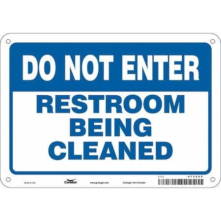 RESTROOM BEING CLEANED, 10 in W x 7 in H, Vertical Rectangle, Aluminum, 473Z60 MPN:473Z60