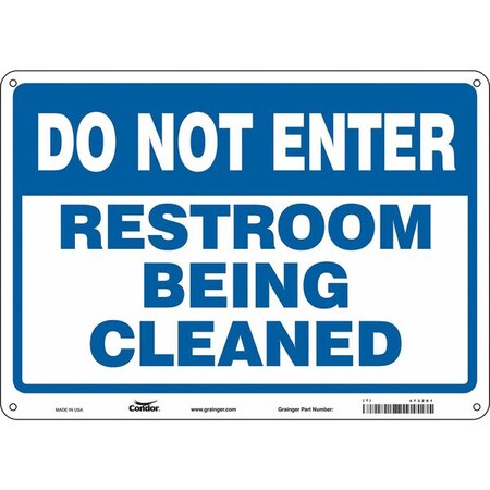 RESTROOM BEING CLEANED, 14 in W x 10 in H, Horizontal Rectangle, Aluminum, 473Z61 MPN:473Z61