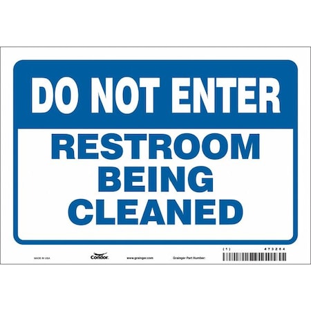 RESTROOM BEING CLEANED, 10 in W x 7 in H, Vertical Rectangle, Vinyl, 473Z64 MPN:473Z64