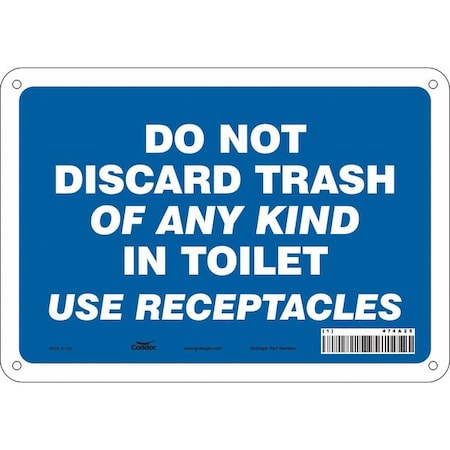 DO NOT DISCARD TRASH OF ANY KIND IN TOILET USE RECEPTACLES, 10 in W x 7 in H, Rectangle, 474A25 MPN:474A25