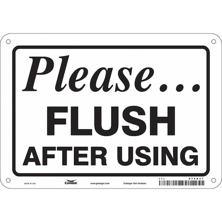 PLEASE FLUSH AFTER USING, 10 in W x 7 in H, Vertical Rectangle, Polyethylene, 474A37 MPN:474A37
