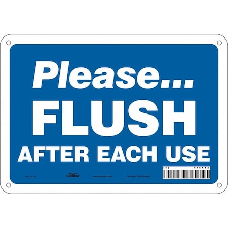 PLEASE FLUSH AFTER EACH USE, 10 in W x 7 in H, Vertical Rectangle, Polyethylene, 474A43 MPN:474A43