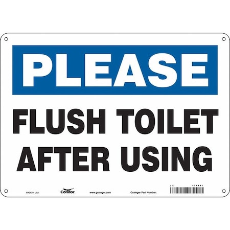 DO NOT THROW PAPER TOWELS IN TOILET, 14 in W x 10 in H, Horizontal Rectangle, Polyethylene, 474A91 MPN:474A91