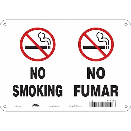 No Header, No Smoking/No Fumar, 10 in W x 7 in H, Vertical Rectangle, Fiberglass MPN:474C25